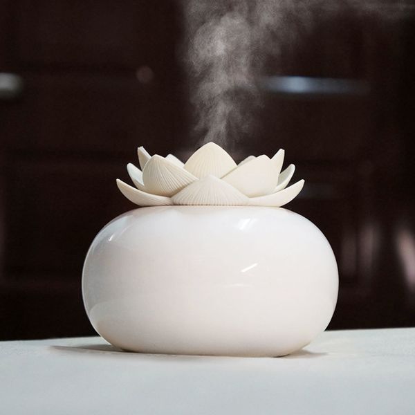 

200ml aroma diffuser ultrasonic air humidifier ceramic lotus shape portable health care aromatherapy machine purifier atomizer