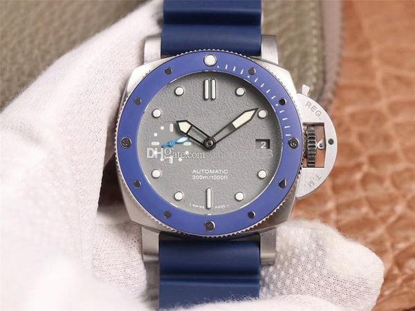 

vs yacht dock blue protagonist pam959 blue ceramic panel gray switzerland p9010 movement watches 28800 bph blue rubber band designer wat, Slivery;brown