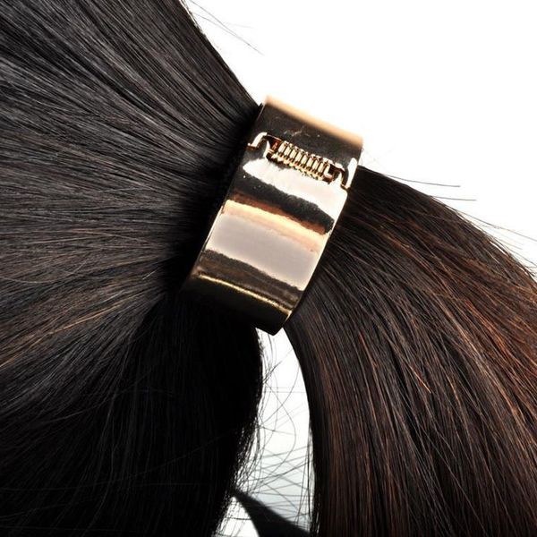 Fashion Punk Rock Metal Circle Ring Hair Cuff Wrap Ponytail Holder
