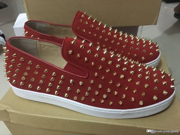 

men red bottom loxfers shoes flat roller pik pik spikes boat shoes,red sole spikes suede party wedding shoes, Black