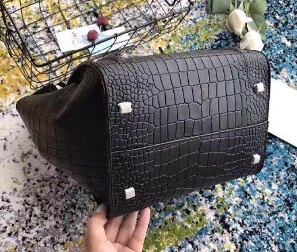 

b classic ladies trapeze tote handbag crocodile grain suede real cowhide leather shoulder bat bag purse bag boston handbag