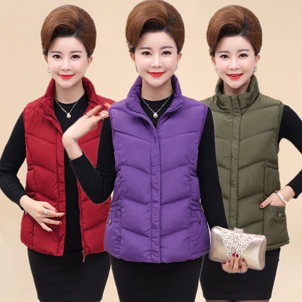 

women and mother padded warm waistcoat plus size 5xl vests 37, Black;white