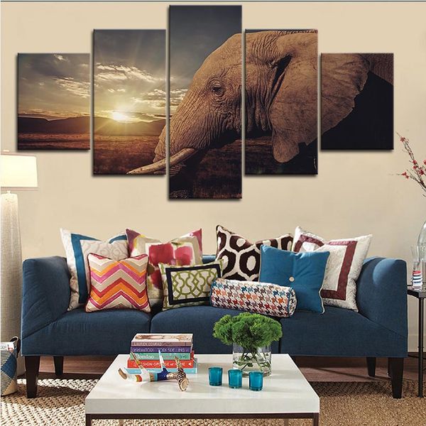 2019 Large Framed Sunset Boho Big Elephant Wall Art Pictures For Living Room Wall Decor Posters And Prints Canvas Painting From Wallartpaint 19 1