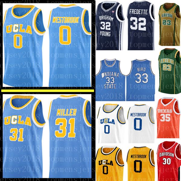 

ucla reggie 31 miller russell 0 westbrook jersey indiana state jimmer 32 fredette brigham young cougars basketball, Black