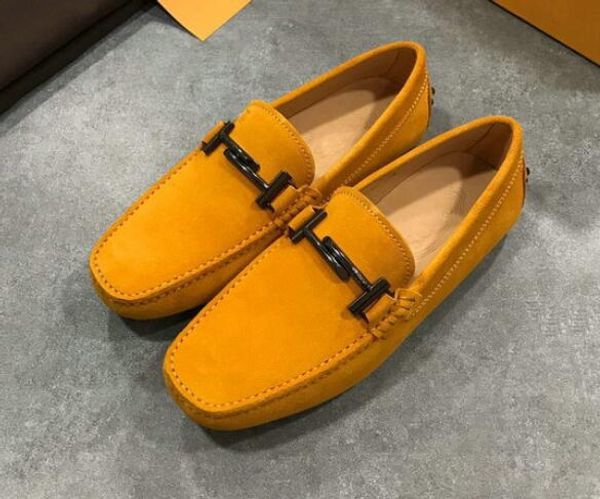 

new designer mens leisure flats shoe suede leather italian buckles metal snap peas flattie driving shoes loafers 38-44, Black