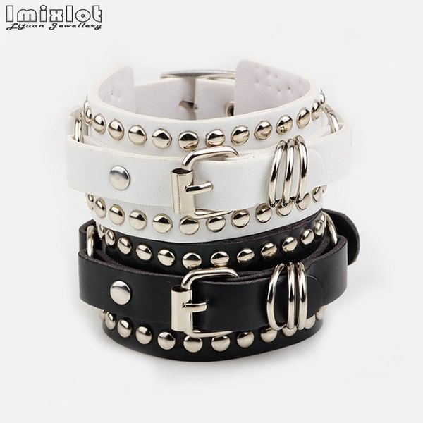 

мода иѬокий кожанй манжеа wrap бѬале punk rock vintage rivet пѬжка поа бѬале бѬа, White