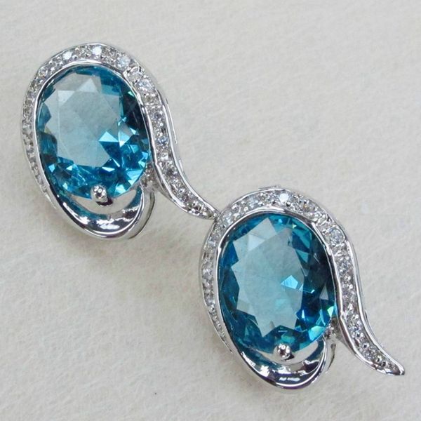 

shunxunze sellers engagement wedding stud earrings jewelry & accessories for women dropshipping blue cubic zirconia rhodium plated r806, Golden;silver