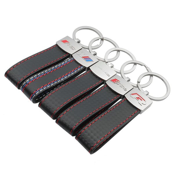 

10 шт. новая мода кожаный 3d sline логотип стикер кожаный брелок для ключей автомобиля для audi sline rs r benz amg брелок