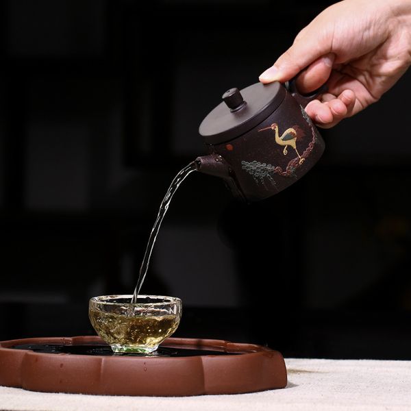 

160ml color handpainted teapot yixing tea pot purple clay drinkware