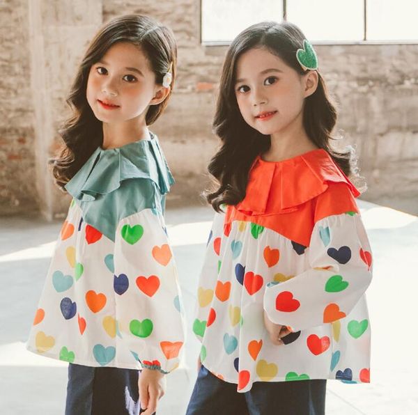 

2020 new wholesale girls ruffles shirt fashion spring girls blouse 3-8t c620, White;black