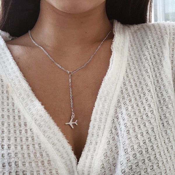 

sanlan 12pcs airplane necklace travel inspired jewelry, Silver