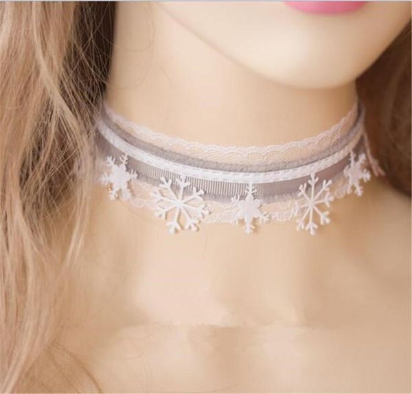 

sweet lolita cute choker lace trim snowflake necklace cosplay jewelry accessories b1454, Golden;silver