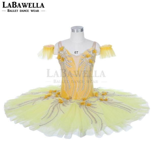 

yellow ballet professional tutu costumes for girls fairy classical platter tutu performance costume dress jy025, Black;red