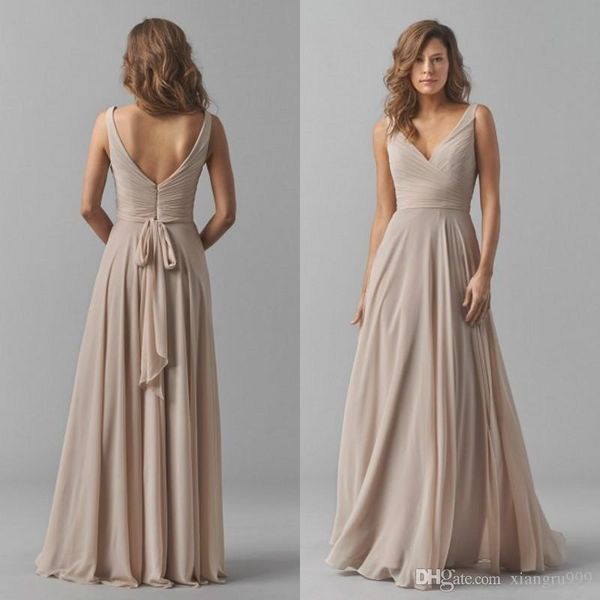 

waishidress простой шифон-линии невесты платье sexy v-образным вырезом backless свадебное платье для гостей длина пола дешевые специального, White;pink