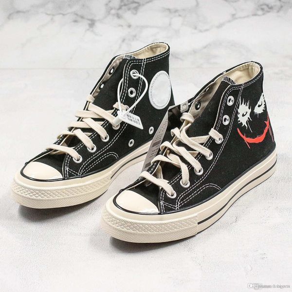 

2019 new luminous men women casual shoes 1970 canvas designer batman clown comic black graffiti skate shoes, White;red