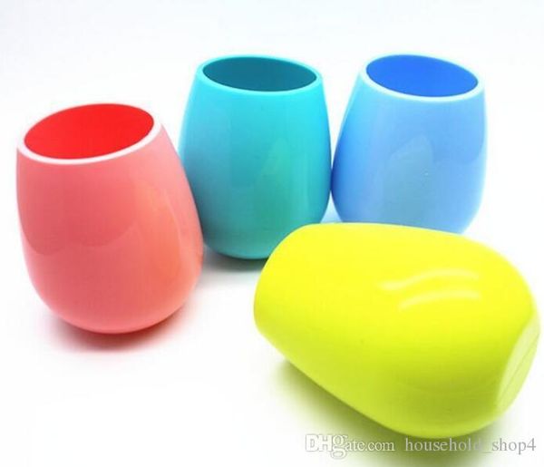 

silicone wine glass stemless tumbler 4 colors rubber beer mug eco unbreakable cups bbq camping portable cups