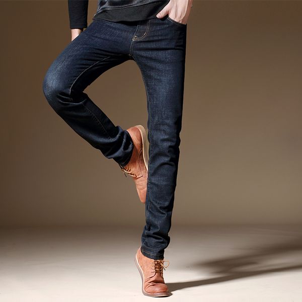 

2019 new luxury men's brand black jeans men cotton skinny slim solid casual stretch denim jean mens long pants male, Blue