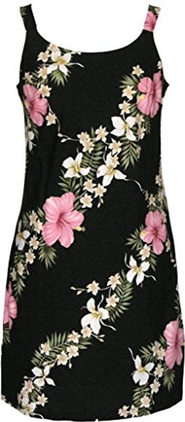 

rjc women's sunrise lei short hawaiian bias cut slip dress, Black;gray