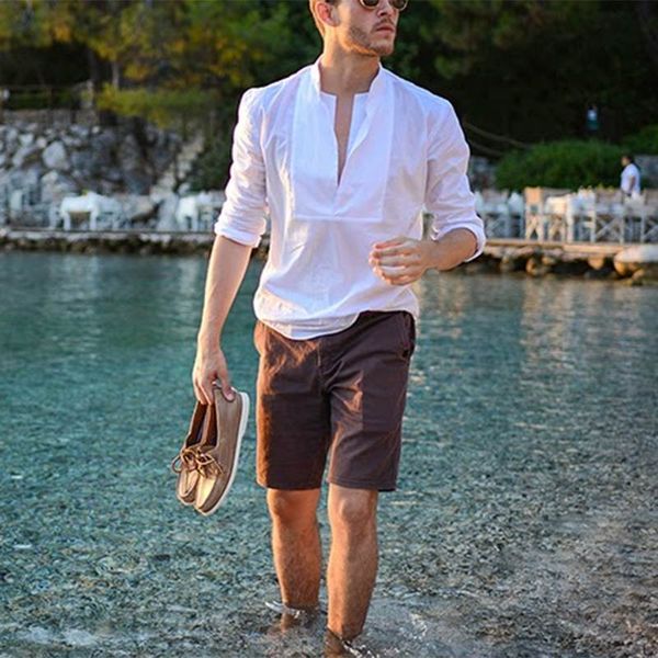 

brand 2019 cotton shirts mens shirts dress long sleeve autumn casual white v nevk splice slim fit elegant fashion camisa, White;black