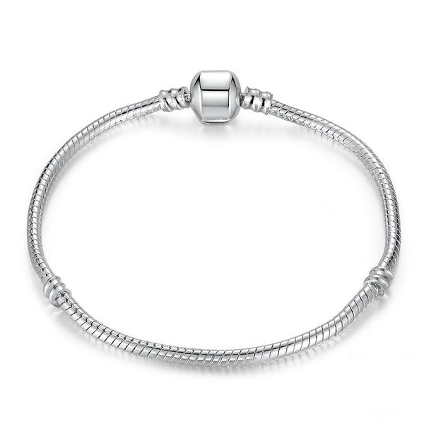 

высокое качество браслет 16-23cm silver snake chain link браслет приспосабливать европейский шарм пандора браслет для женщин diy изготовлени, Black