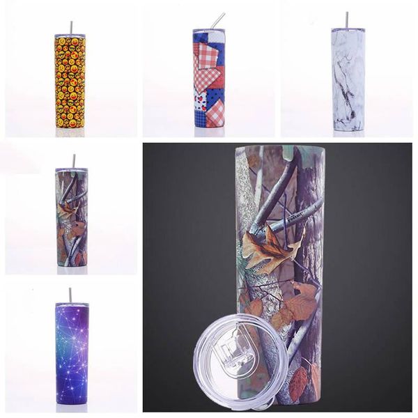 

12oz straight cup тощий 5 цветов градиент цвета двойной слой из нержавеющей стали вакуумные чашки с крышками соломка ysy397-l