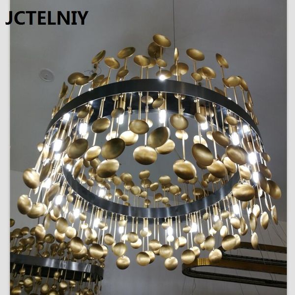 

New luxury copper LED chandelier stainless steel living room chandelier dining chandelier high-end club lamp