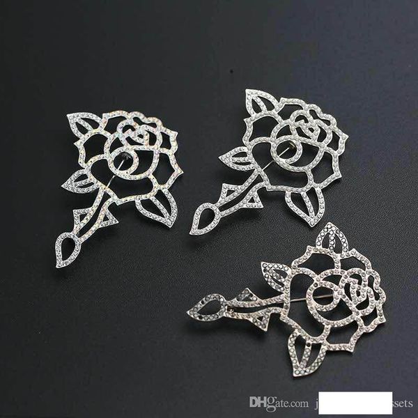 

men women pins brooch for party gold plated full cz pearl rose brooches pins for girls women for wedding nice gift, Gray