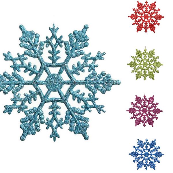 

12pcs plastic christmas xmas snowflake ornaments tiny sparkling sequin glitter snow on string wedding decor