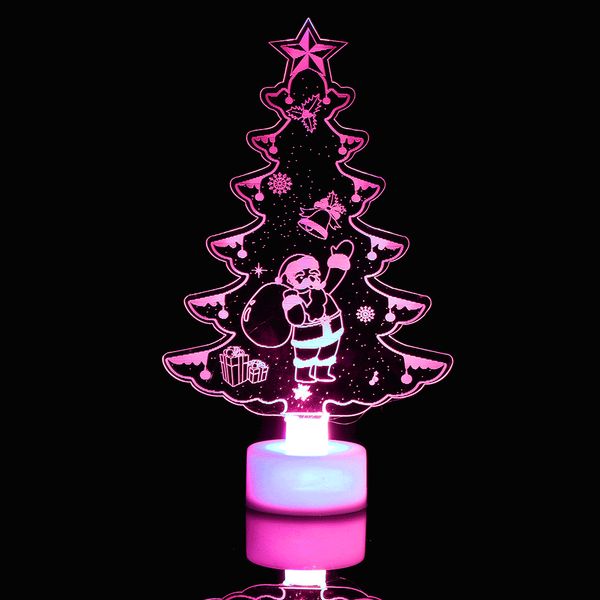 Creative Colorful Snowman Christmas Tree Butterfly Night Light Can Paste Led Decorative Wall Lamp Home Decoration Xmas Natal Christmas Accessories