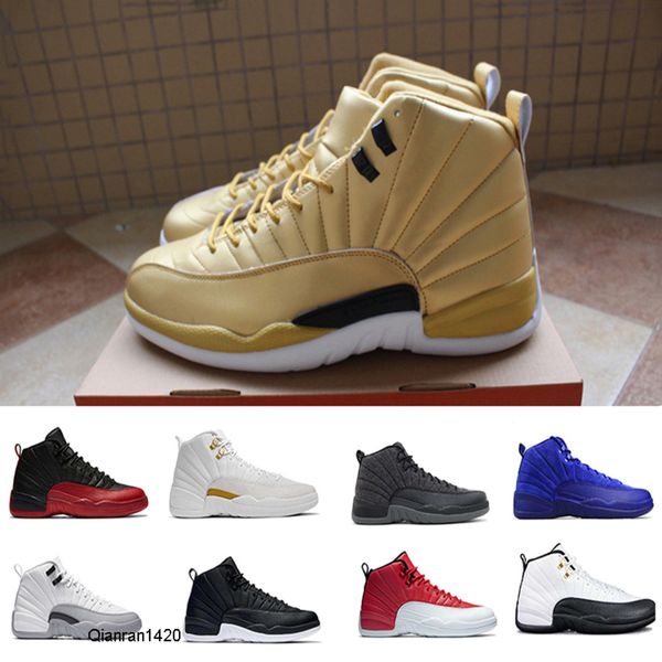 

2019 12 basketball shoes wool pinnacle metallic gold white deep royal blue gs barons flu game taxi the master sneakers