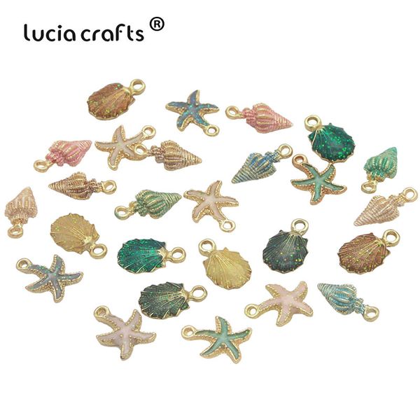

13pcs starfish conch enamel pendants cartoon creative alloy metal ornaments diy for jewelry making wedding/valentine'day gifts