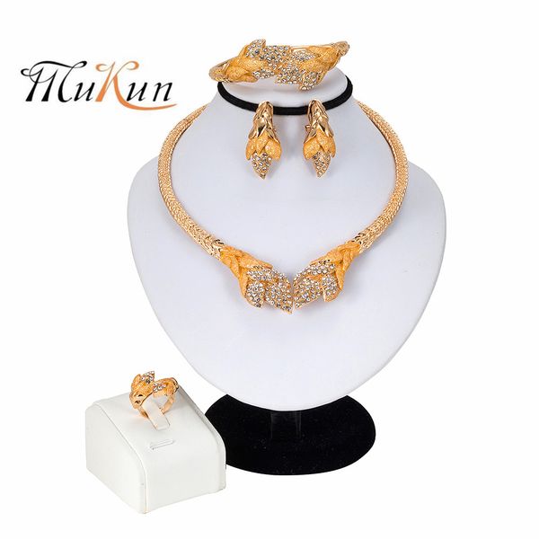 

mukun 2019dubai necklace earrings jewelry sets floral styling fashion woman jewelry elegant bridal wedding, Silver