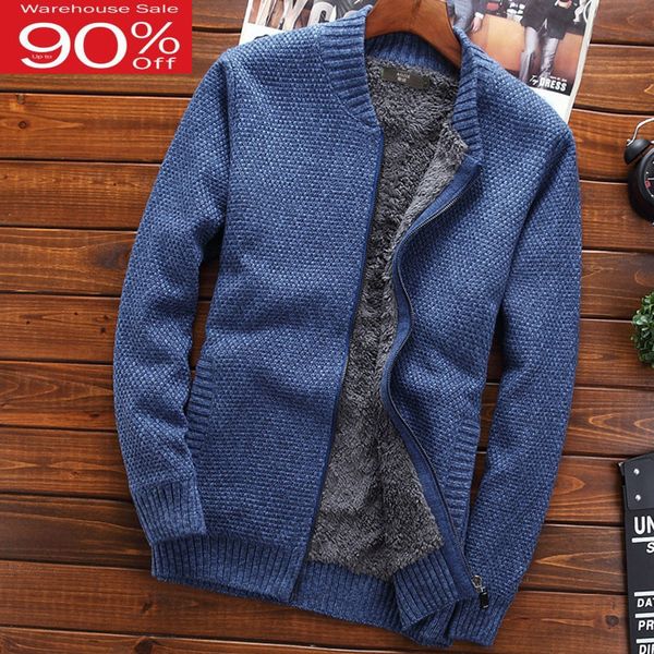 

winter thermal outerwear for men 2020 new tidal current male solid color personalized zipper cardigan sweater m45, White;black