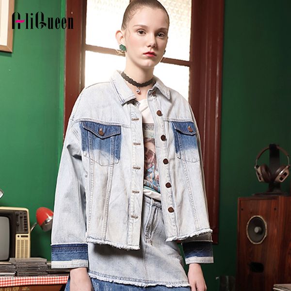 

2019 autumn coats and jackets women casual cotton denim chaquetas mujer vintage loose outerwear crop jacket streetweat, Black;brown