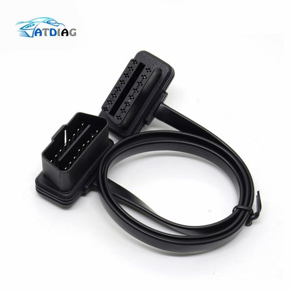 

100cm 60cm flat thin as noodle obd2 obdii obd 16pin elm327 male to female elbow extension cable diagnostic scanner connector