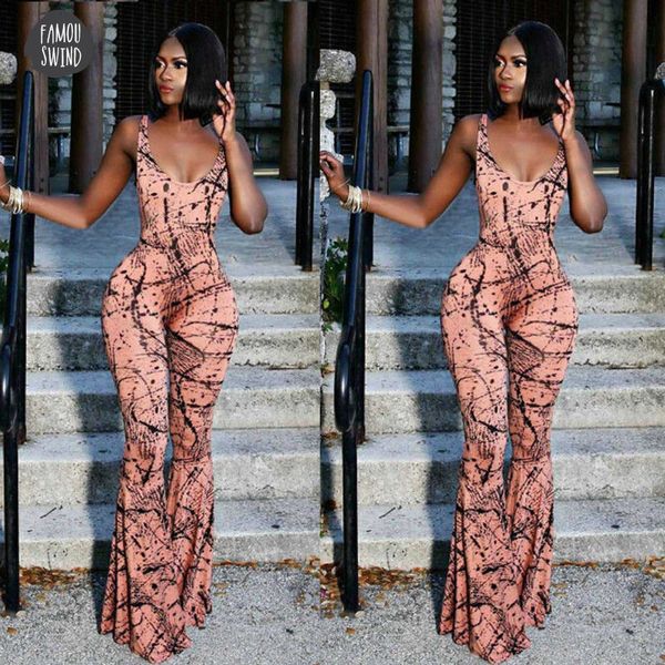 

trendy women rompers backless deep v neck summer jumpsuit geometry summer sleeveless ladies wide leg one pieces, Black;white