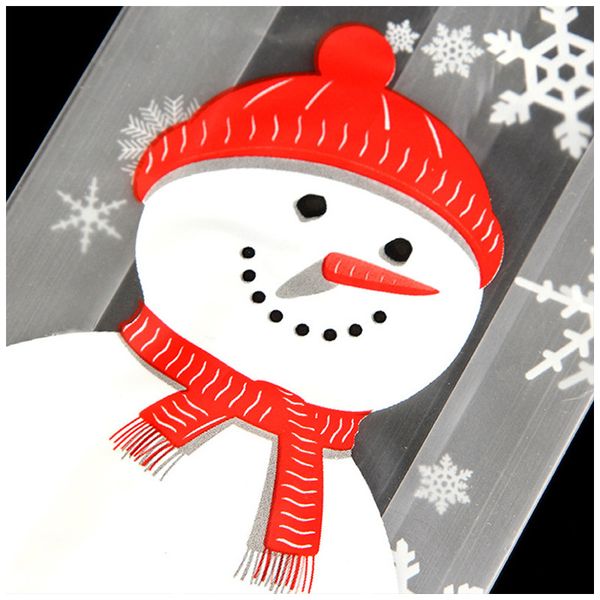 

50pcs new year 2020 present christmas gift baking packaging bags cartoon snowman snack candy bag cookies noel dragee storage bag