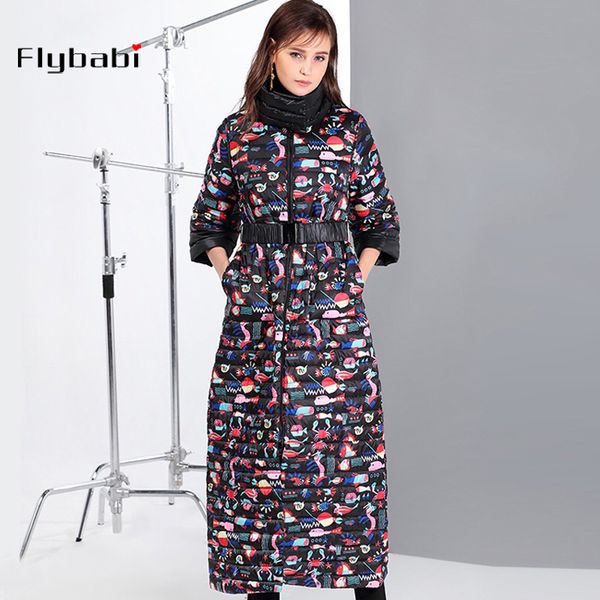 

2018 winter new down jacket female long section thick over knee double-sided down jacket on both sides wearing duck, Black