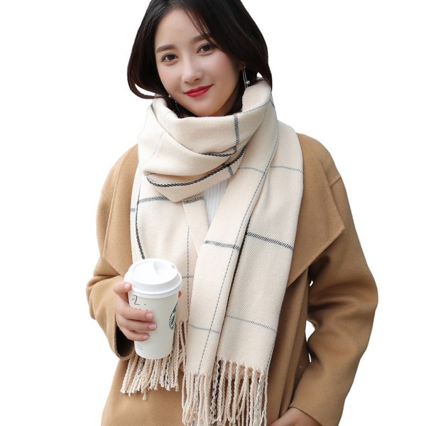 

autumn and winter plaid scarf ladies winter cashmere shawl fashion warm scarf ing, Blue;gray
