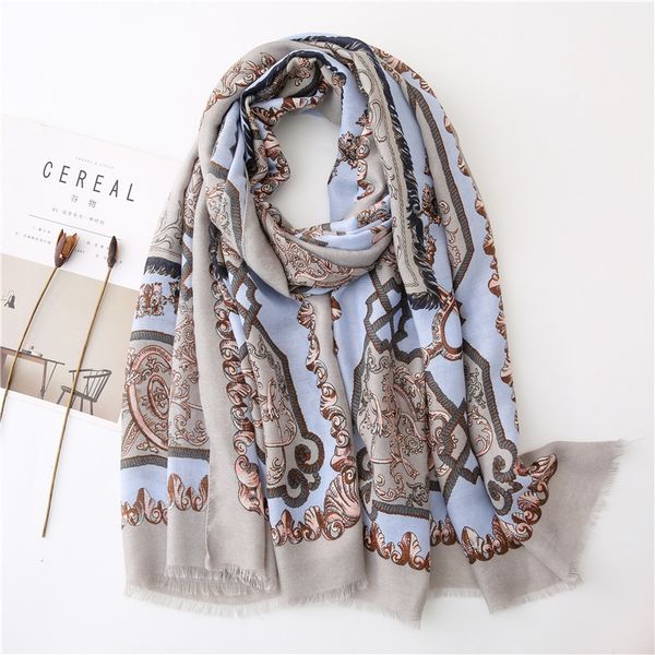 

scarf woman winter baroque french cotton thin section scarf scarf, Blue;gray