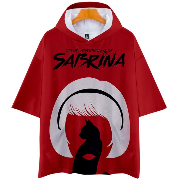 

2019 новый сериал пугающие приключения сабрины 3d печати с капюшоном футболки мужчины / женщины harajuku толстовка футболка с коротким рукав, Black