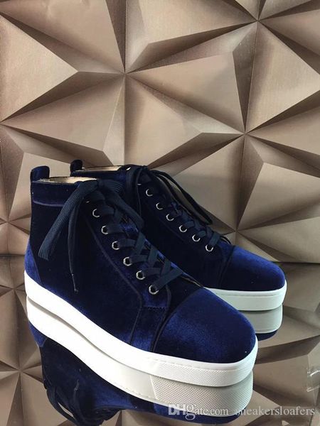 

men women sneakers red bottom sneaker junior spikes flat rantulow orlato high velvet blue casual shoe, Black