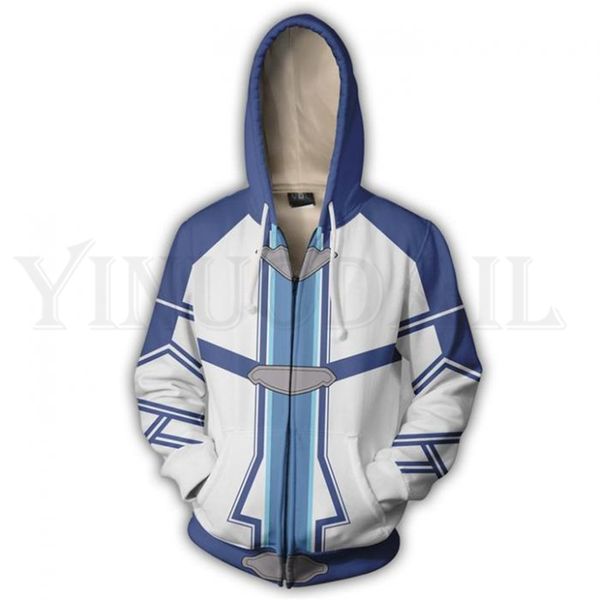 

anime sword art online hoodie men and women zipper hoodies sao kirigaya 3d print hooded jacket harajuku streetwear cosplay, Black