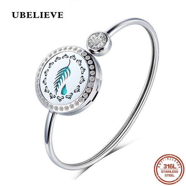 

ubelieve fashion charm bangles silver color opening adjustable women's round 316l stainless steel bangles & bracelets 25mm, Black