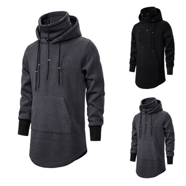 

men's hoodies & sweatshirts mens 2021 arrival long sleeve double collar design black gray pullover casual for spring autumn