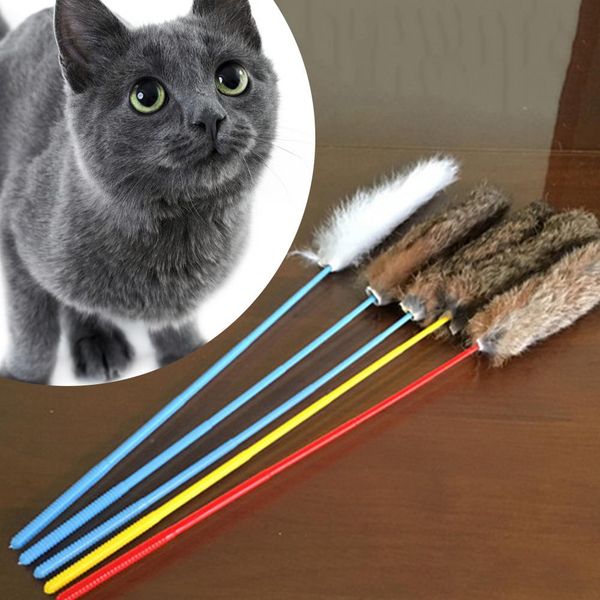 

1pc fun kitten toy cat plush wand teaser rod dog play pet interactive toy