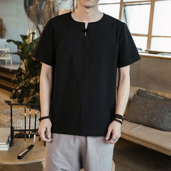 

футболка мужчины лен весна осень новый длинный рукав воротник футболка мужчины бренд мягкий чистый хлопок slim fit футболки половина рукава, White;black