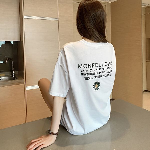 

2020 base women's all-match t-shirt loose t-shirt coat little daisy medium and long coat fashionable, White