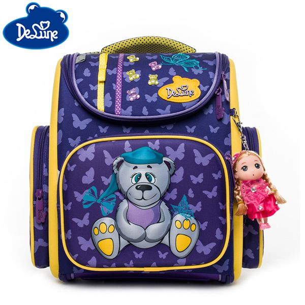 

delune school bags bacpack for girls kids cartoon bear pattern backpacks children orthopedic backpacks primary