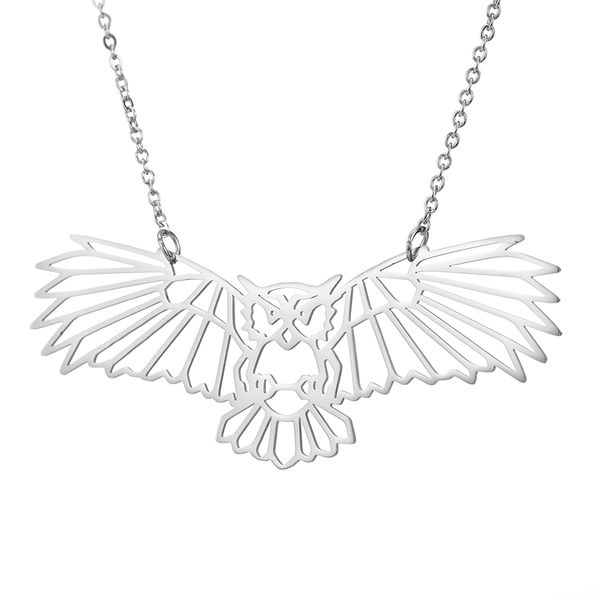 

ztt001 selling 2020 latest design owl shape pendant stainless steel geometric animal exquisite necklace for gift jewelry, Silver